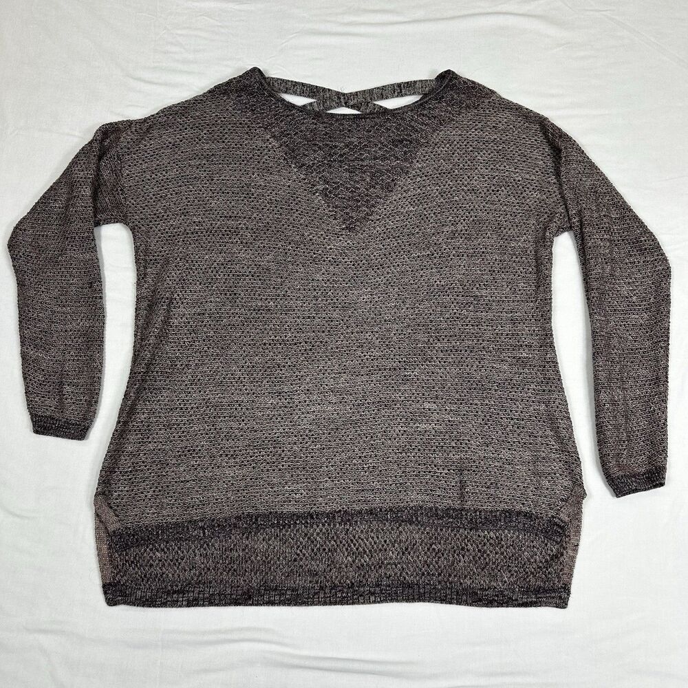Knox Rose Tunic Sweater Size XXL Hi Lo Criss Cross Detail Round Neck Heathered